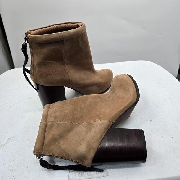 Jeffrey Campbell Boots Womens Size 10 Tan Rumble Suede Block Heel Ankle Booties - Picture 7 of 12